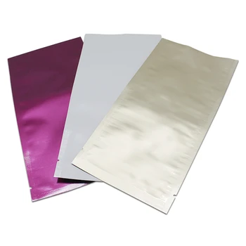 

50Pcs 11.2x22.5cm Glossy Pure Aluminum Foil Open Top Packaging Bag Pure Mylar Heat Seal Vacuum Food Packing Pouch for Snack Tea