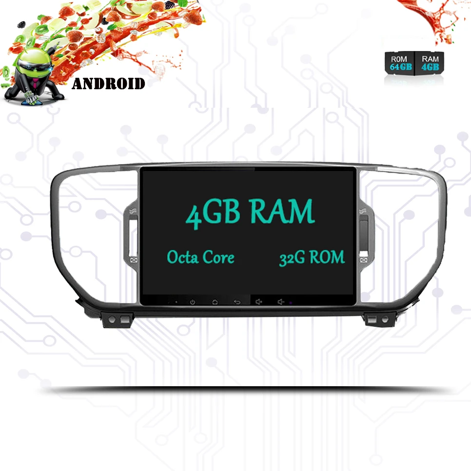 Clearance Android 9.0 Octa Core car dvd player for KIA sportage 2016 2017 2018 KX5 gps navigation 1 din car stereo head unit Tape Recorder 5