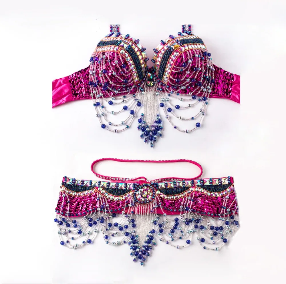New Stage Performance Belly Dance Costumes 2 Oriental Style Sequins Beaded Top Bras and Belts. | Тематическая одежда и