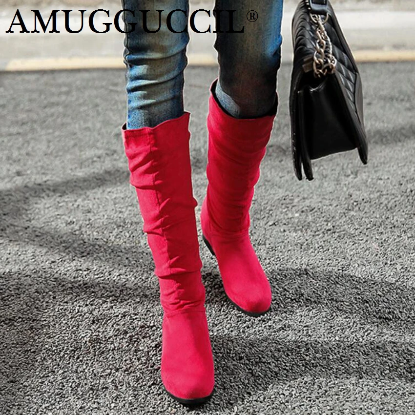 Goedkoop 2018 Nieuwe Plus Big Size 28 52 Zwart Rood Roze Beige Groen Mode Herfst Meisje Vrouwtjes Dames Vrouwen Laarzen x1739