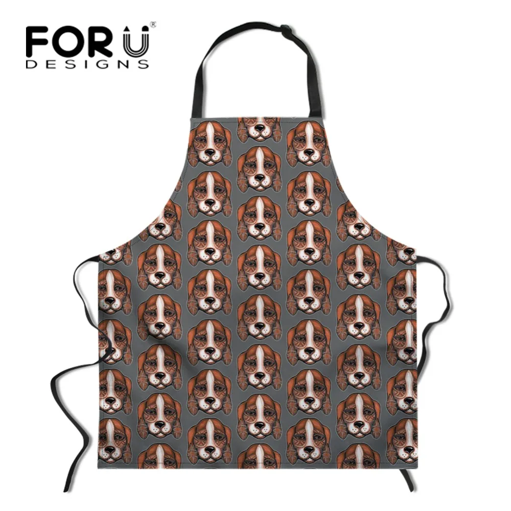 

FORUDESIGNS Printing Beagle Dog Cooking Apron for Women Cute Female Ladies Baking Bib Chef Apron Sleeveless Kitchen Aprons