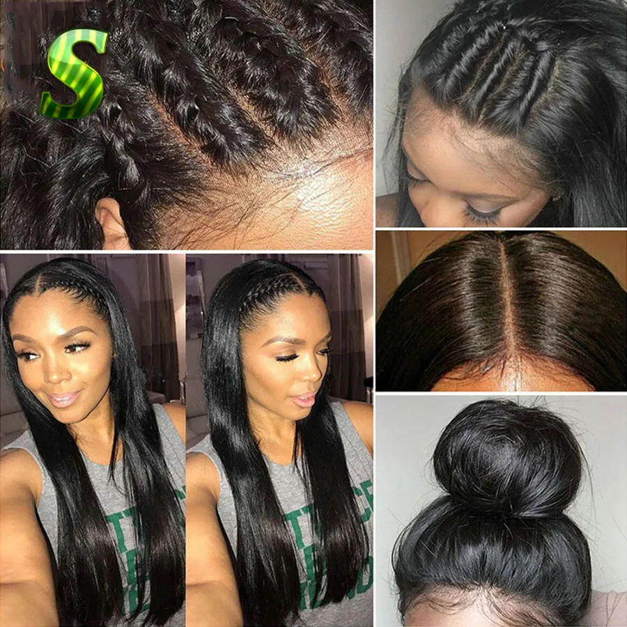 

Silky Straight Full Lace Human Hair Wigs For Black Women Glueless Full Lace Wigs With Baby Hair Brazilian Virgin Hair Lace Wigs