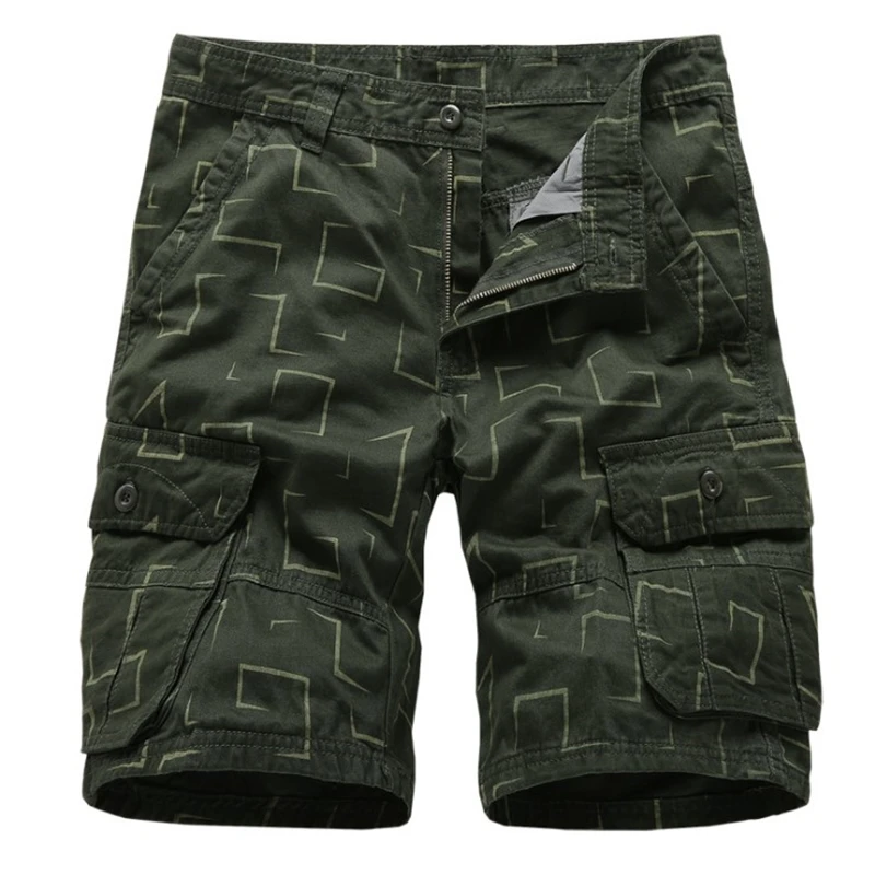 Камуфляж Camo Шорты-карго Для мужчин лето Повседневное свободные работа шорты Для мужчин s брендовая одежда в стиле милитари Multi-Pocke короткие штаны