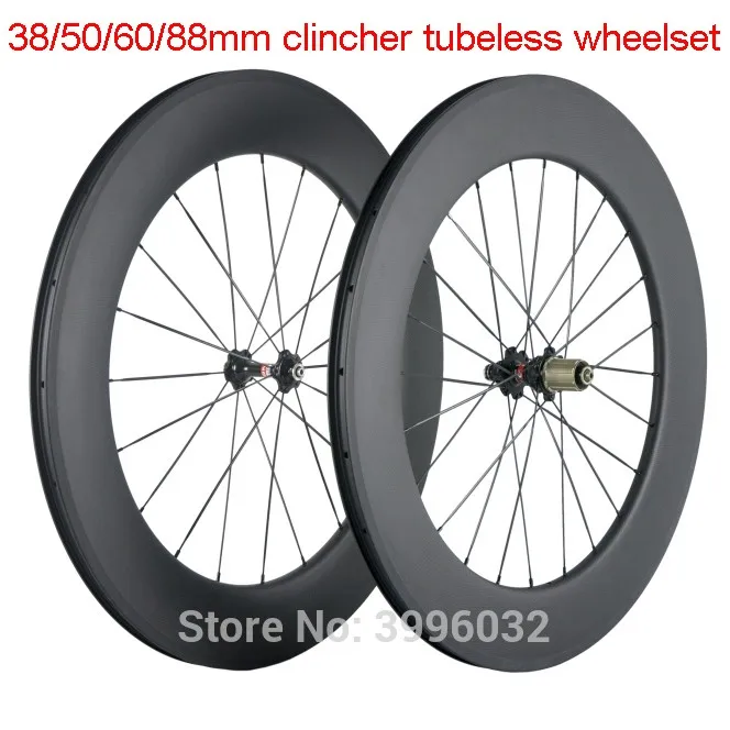 Newest 700C 38/50/60/88mm Road bike matt 3K UD full carbon fibre bicycle clincher tubeless rims carbon wheelset basalt Free ship