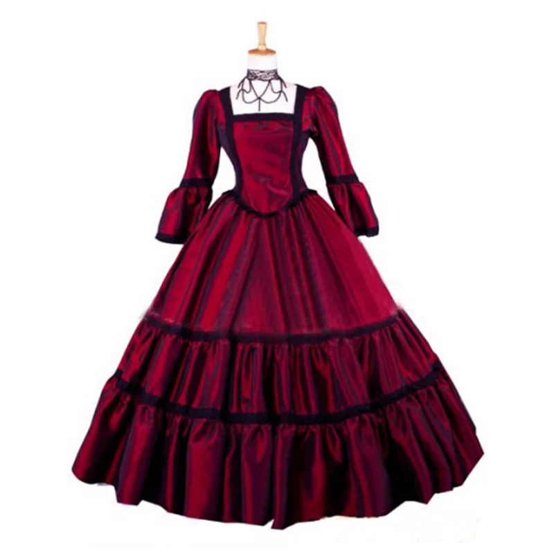 red-taffeta-simple-victorian-ball-gowns