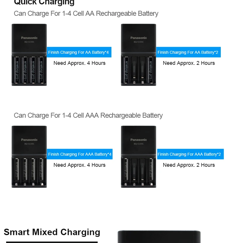 Оригинальные аккумуляторные батареи Panasonic высокой емкости 950mAh AAA 4 шт./лот 1,2 V Ni-MH батарея быстрое зарядное устройство для AA/AAA Eneloop