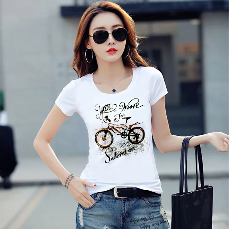 

Spring and Summer 2019 New Korean Women's T-shirt, Short sleeve Top, Women's Round-collar Bottom Shirt