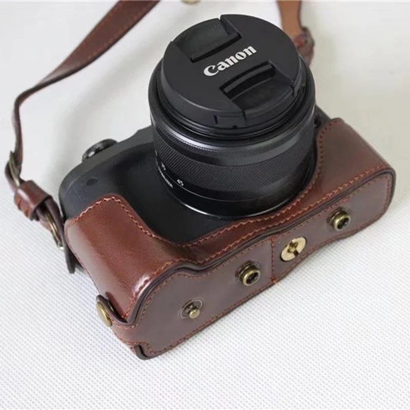 Для Canon EOS M6 Камера составляет 15-45 рабочих дней мм крышка объектива чехол роскошная кожаная сумка чехол нижней батареи вынимая direclty