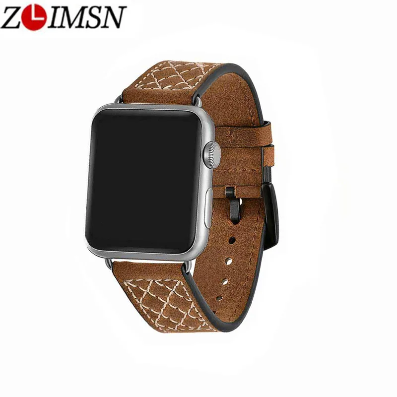 Ремешок ZLIMSN из кожи Крейзи Хорс для iwatch винтажный браслет Apple Watch Series 4 3 2 1 подходит