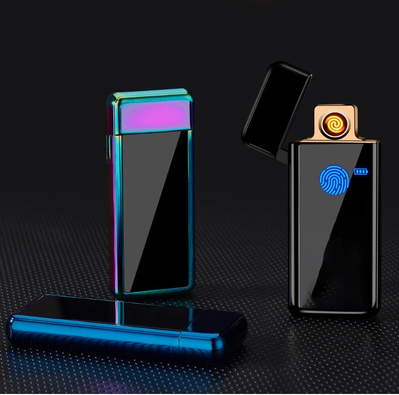 Электронная USB зажигалка для сигарет турбо трубка полноэкранная перезаряжаемая