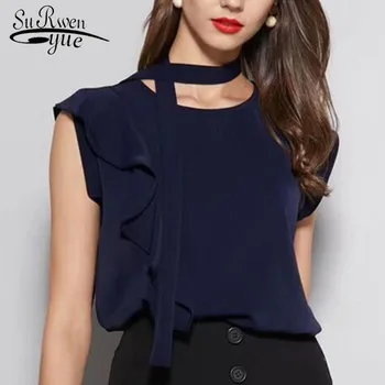 

Blusas mujer de moda 2019 fashion women tops and blouses ladies tops Sleeveless Ruffles Solid blouse womes clothing 4256 50