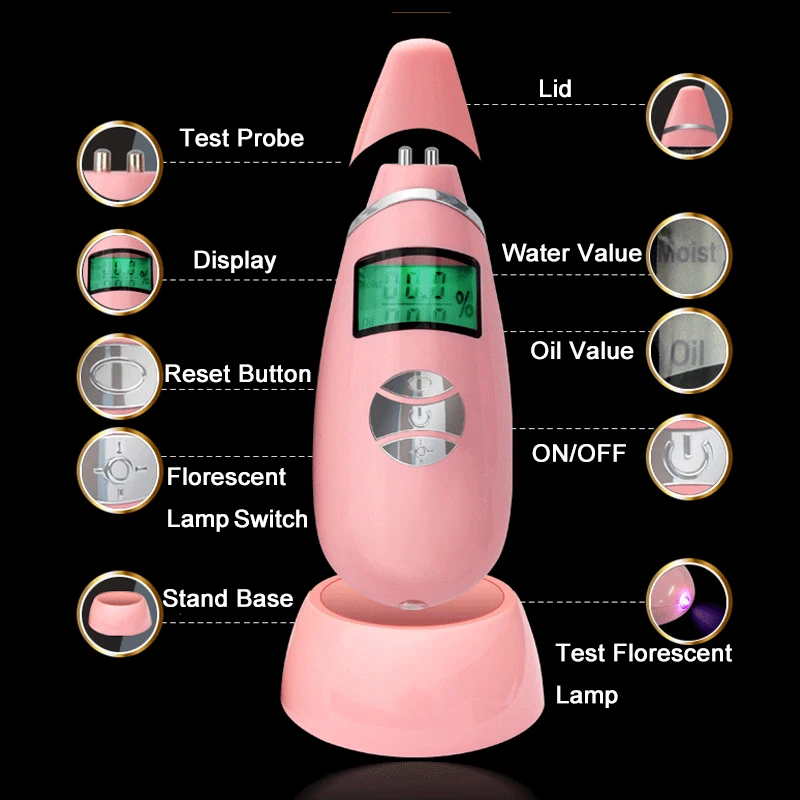 

LCD Digital Moisture Monitor Detector Skin Analyzer Tester Detector for Moisture Water Oil Fluorescer Test Facial Body Analysis