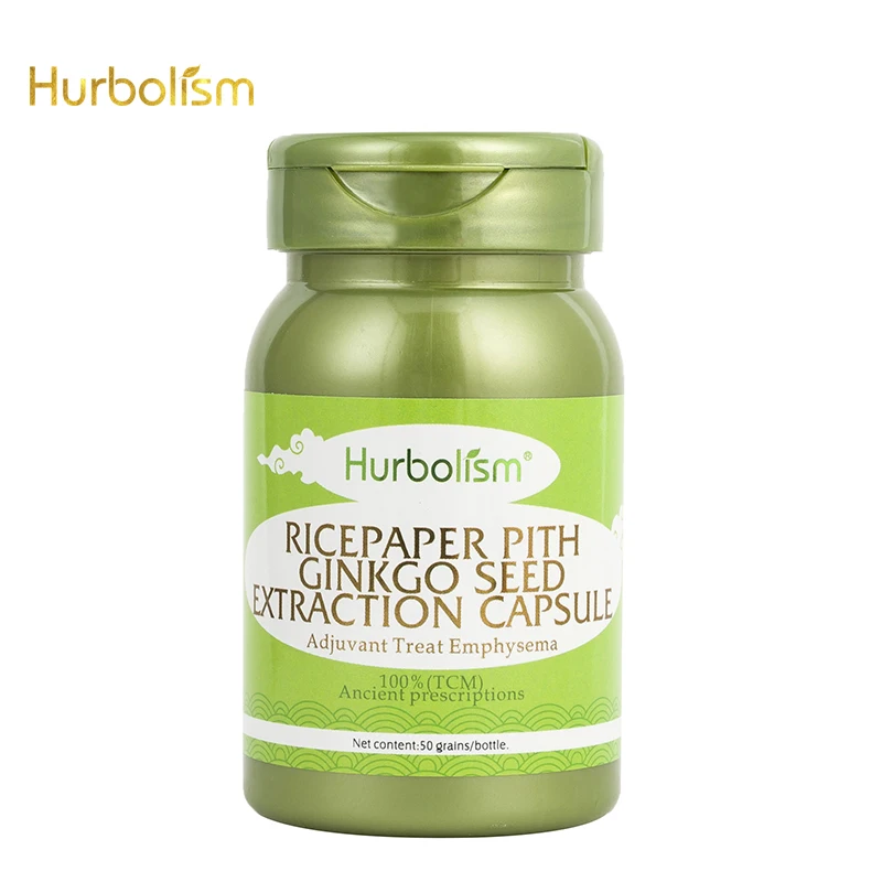

Hurbolism Ricepaper Pith Ginkgo Seed Extraction Capsule, Adjuvant Treat Emphysema, Plants Extract, No side effect, 50pcs