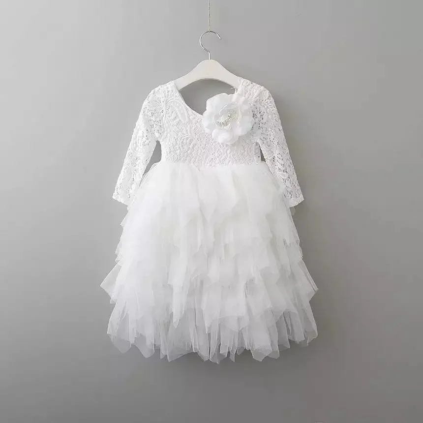 Роскошные для маленьких девочек Макси длинное платье Элегантное детское кружевное платье-пачка платье с открытой спиной усталости принцессы платье для свадьбы с цветочным рисунком для девочек, 1-10Yrs