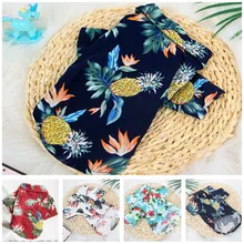 Гавайский стиль футболка для собак гавайская рубашка Летняя Пляжная одежда удобный хлопок и лен для собак, кошек, щенков Одежда для Тедди бульдога