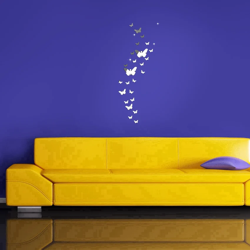 ZOTOONE 25Pcs 3D Wall Stickers Mirror Butterfly Wall Stickers for Kids Rooms Decoration DIY Acrylic Wall Stickers Home Decor A