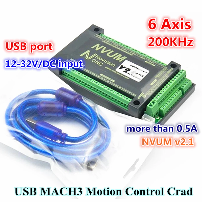 【DE ватто】 NVUM 6 Axis Mach3 USB карта 300 кГц ЧПУ маршрутизатор 6 Axis Motion control Card Breakout Board для DIY гравер гравировка