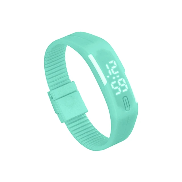 Sports Silicone Rubber White LED Digital Watch Bracelet Men Women Mint Green Sports Silicone Rubber White LED Digital Watch Bracelet Men Women Mint Green