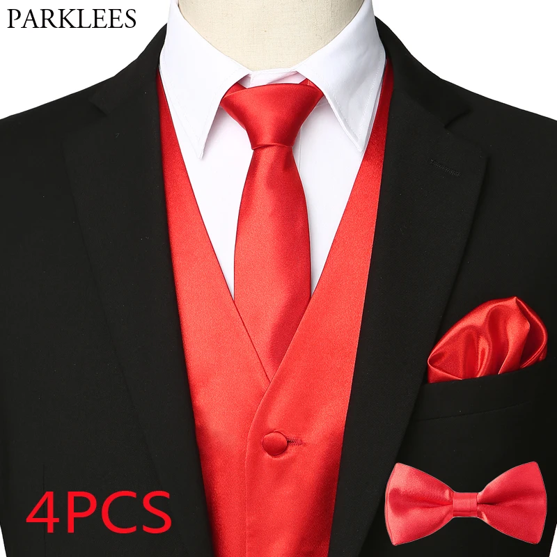 red tuxedo vest and tie