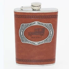 Freies Verschiffen! Gürtel portable Edelstahl 9 Unze/250 ml Flachmänner Gefäße russische Malerei Glaskolben Whiskey Flasche Wein Flasche