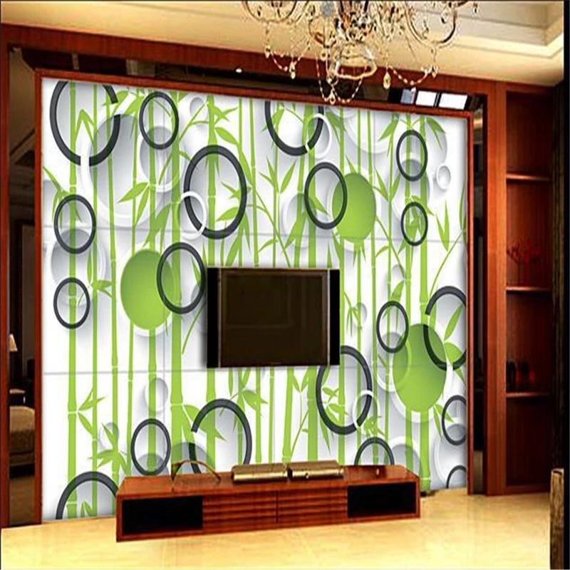 

beibehang Custom 3d stereoscopic green bamboo Europe TV backdrop wallpaper living room bedroom murals papel de parede infantil