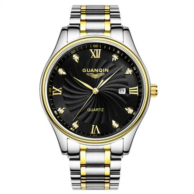 Большой циферблат GUANQIN часы мужские роскошные часы известных брендов 30 М Роскошные водонепроницаемые часы Мода Повседневная нержавеющей стали мужчины часы