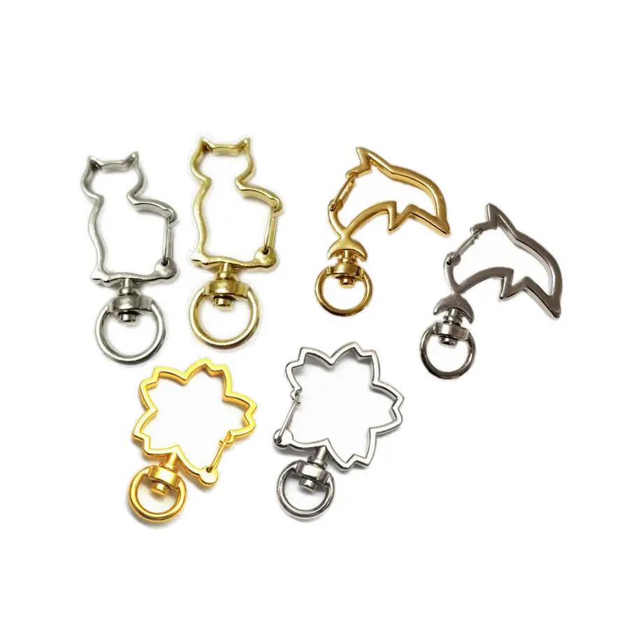 5-10pcs Kawaii Heart DIY Accessories Dolphin Lobster Clasp Decor Star Sakura Charms Hanger Resin Jewelry Keychain Hooks Findings
