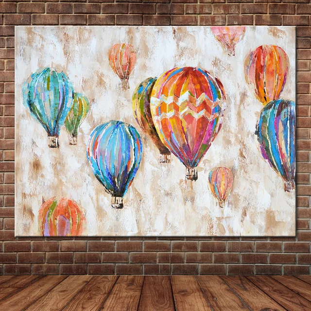 Grande Dipinto A Mano Pittura A Olio Su Tela Hot Air Balloon Quadri ... Grande Dipinto A Mano Pittura A Olio Su Tela Hot Air Balloon Quadri ...