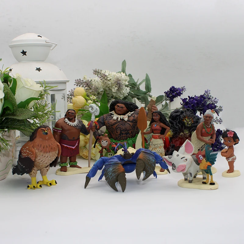 

10pcs/set Moana Princess Maui Chief Tui Tala Heihei Pua Villager Tamatoa Dolls PVC Action Figure Toys Brinquedos 7-10cm