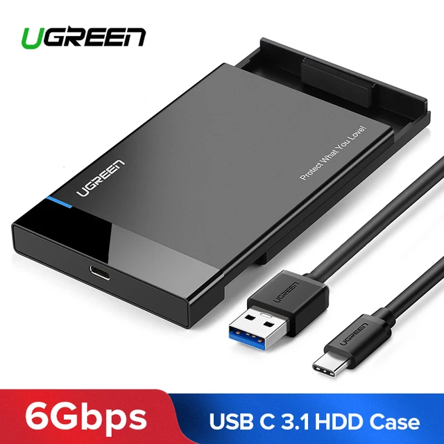 Ugreen HDD корпус 2,5 SATA к USB 3,0 адаптер жесткий диск Корпус для SSD диск HDD коробка Тип C 3,1 корпус HD внешний жесткий диск корпус