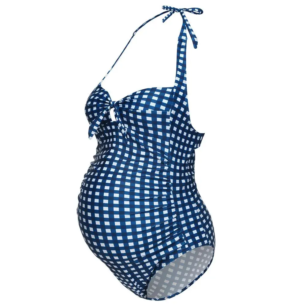 Модный женский купальник, летний костюм для беременных с принтом в клетку, бикини, одежда для плавания, купальный костюм, пляжная одежда для женщин