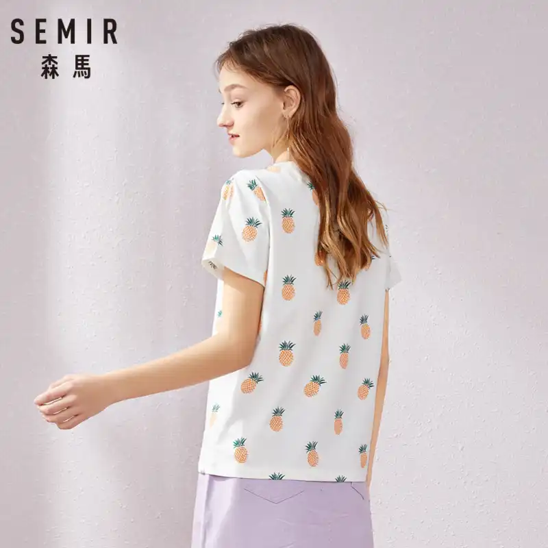 SEMIR нашивка Короткие рукава футболка женская 2019 лето новый стиль внутри Женская