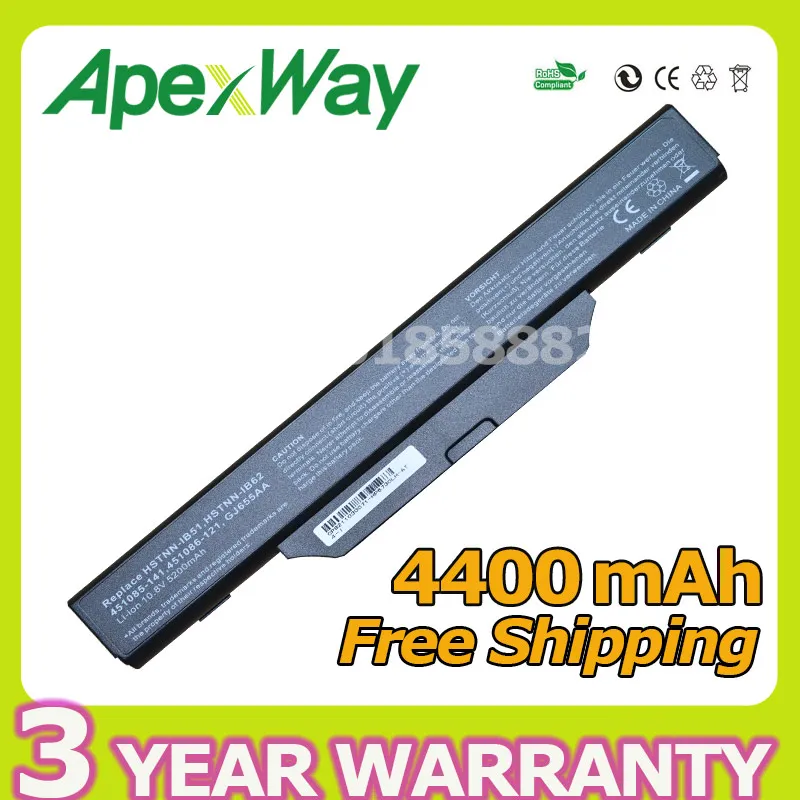 En Ligne Apexway 6 cellules batterie d ordinateur portable Pour HP COMPAQ 550 510 610 6720 s 6730 s 6735 s 6820 s 6830 s HSTNN IB62 HSTNN OB62 HSTNN IB51
