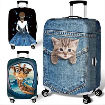 Elastic Luggage Protective Cover Cartoon cat 18-32 inch Trolley Suitcase Protect Dust Bag Case Child Cartoon Travel Accessories pvc suitcase bag protective covers transparent rain dust luggage travel accessories wear resistant bag protect parts sleeve case