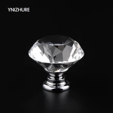 YNIZHURE 10Pcs 30mm Hot Cupboard Decoration Diamond Shape Crystal Glass Door Handle for furniture Drawer Pull