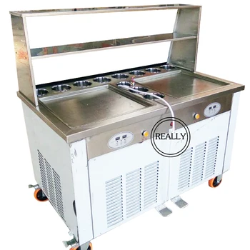 

Thailand double square pan rolls fried ice cream machine