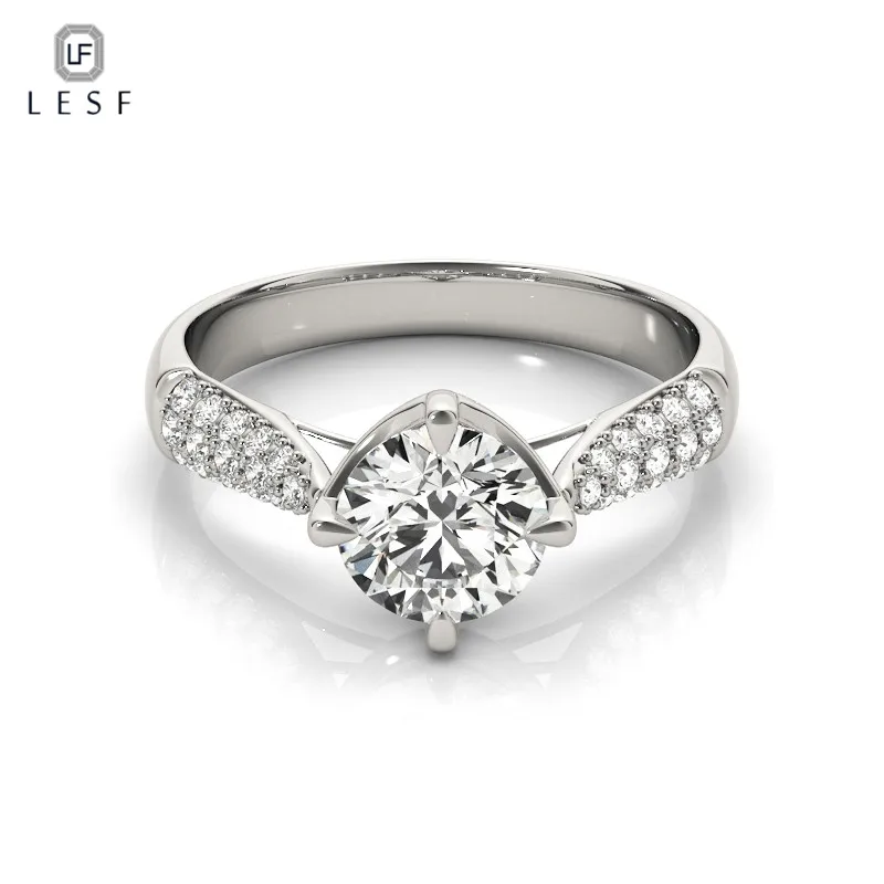 

LESF New Round Cut Stunning AAA CZ Solid 925 Sterling Silver Tiara Shape Wedding Ring Noble Design Jewelry For Women