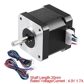 

Uxcell(R) Hot Sale 1pcs Stepper Motor Nema 17 Bipolar 20mm/10mm 0.38NM 1.7A 4.9V 4 Lead Cables for 3D Printer DIY Hobby