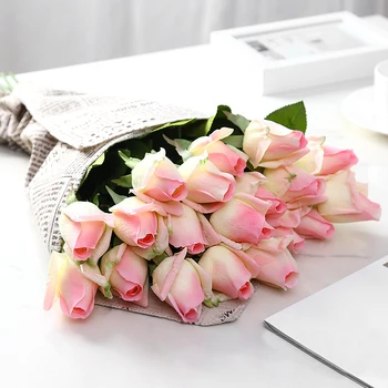 

11pcs Artificial Rose Flowers Real Touch Wedding Flowers Bouquet Decorative Royal Flower for Home Party Decoration