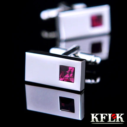 

4 Color KFLK 2019 Luxury shirt cufflinks for mens Brand cuff buttons Purple Crystal cuff link High Quality abotoaduras Jewelry