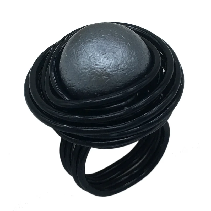MANILAI Unique Handmade Simulated Pearl Rings For Women Fashion Jewelry Wire Spira Acrylic Bead Vintage Finger Rings 2018