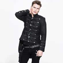 Steampunk Gothic Men’s Winter Rock Jacket Long Sleeve Visual Kei Asymmetric Jackets Male Fashion Military Thick Short Coat
