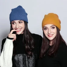 Модный простой осенне-зимний женский шерстяной головной убор, шерстяная вязаная шапка, плотная теплая простая однотонная шерстяная шапка для девочек