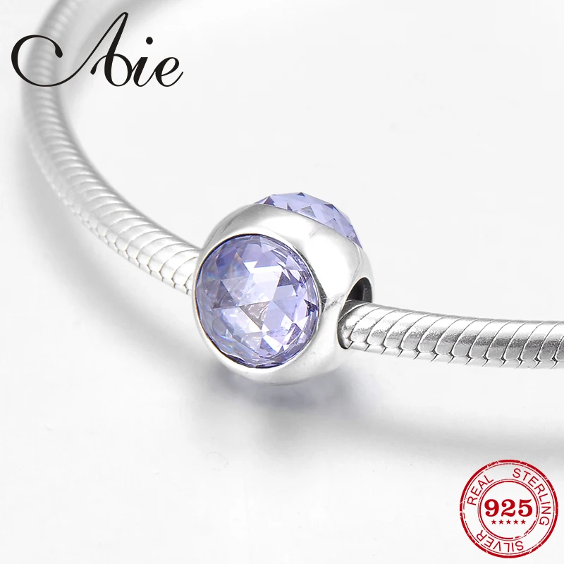 

Charming round 925 Sterling Silver sparkling pale purple CZ fine Beads Fit Original Pandora Charm Bracelet Jewelry making