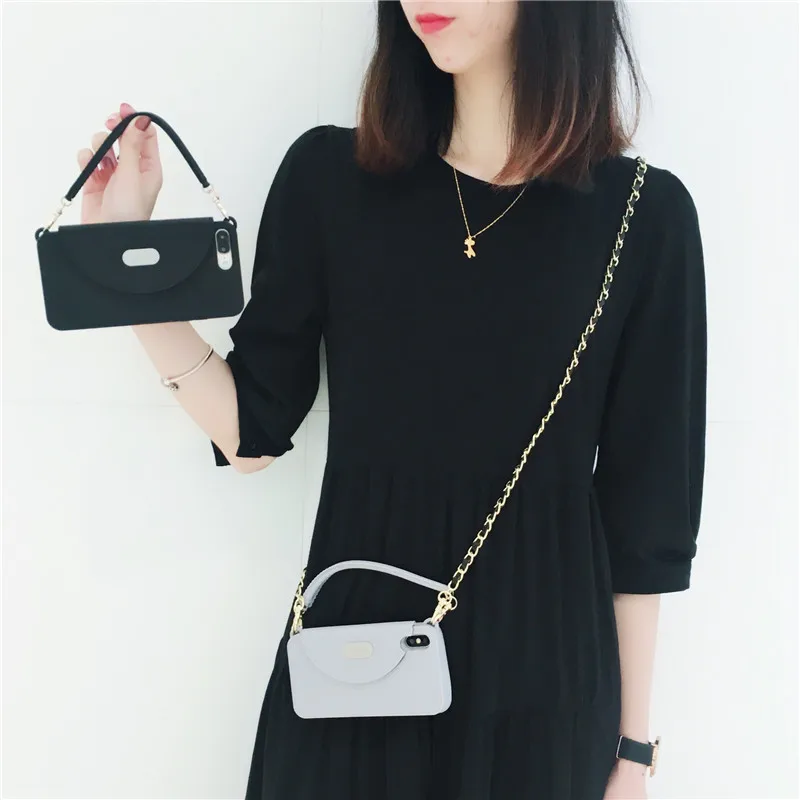 

2 in 1 Handcarry and Crossbody Wallet Case Pouch for IPhone XS X 6S 6 8 7 Plus Case Cover with Long Shoulder Strap