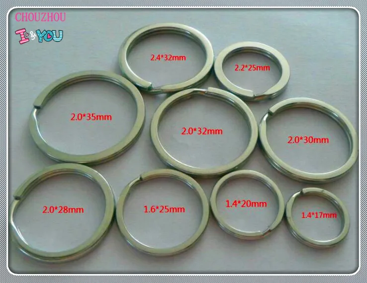 100pcs Stainless Steel Split Ring Diameter from 17mm to 35mm Heavy Duty Double Ring Connector Accessories