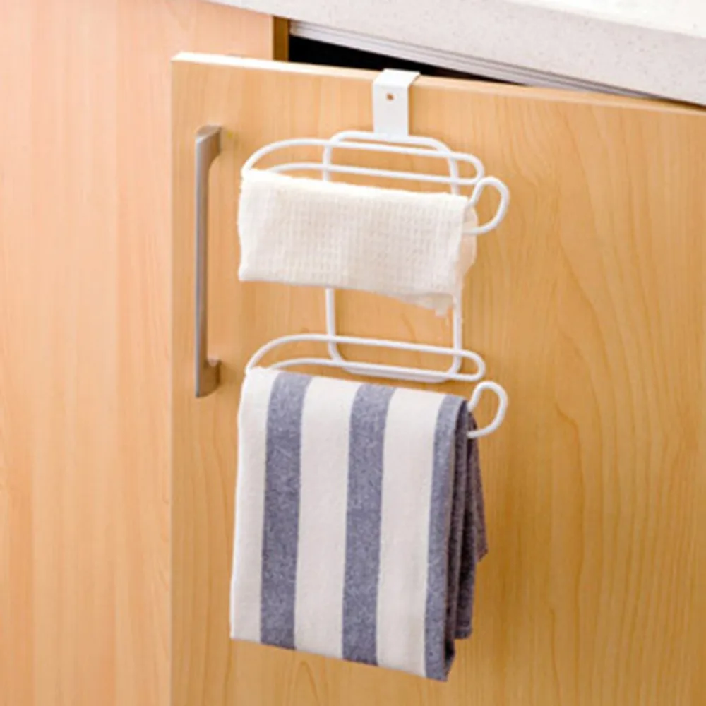 Держатель для туалетной бумаги в рулоне для ванной комнаты, подвесной органайзер, 2 слоя из нержавеющей стали, Полка для полотенец, кухонный стеллаж для хранения, дверь