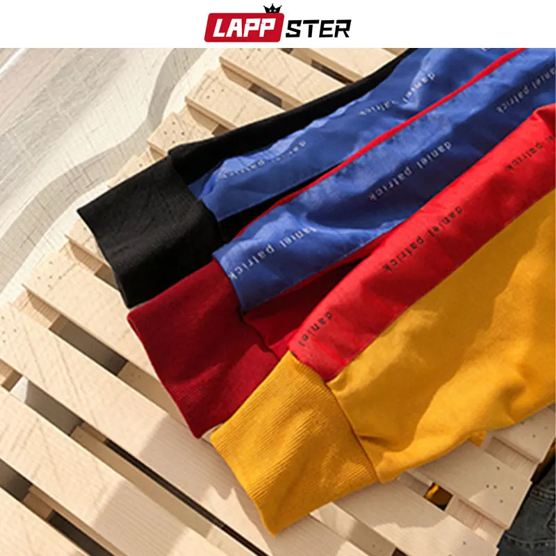 LAPPSTER Men Streetwear Fake Two Pieces Jean Jacket Windbreaker 2019 Mens Patchwork Hooded Bomber Jacket Designer Denim Jackets LAPPSTER Men Streetwear Fake Two Pieces Jean Jacket Windbreaker 2019 Mens Patchwork Hooded Bomber Jacket Designer Denim Jackets