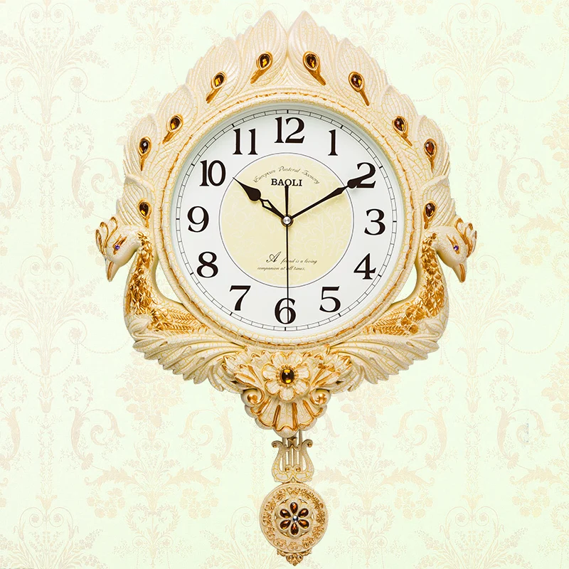 

Retro Creative Wall Clock Modern Design Digital Wall Clock Living Room Bedroom Peacock Quartz Wall Clock Silent Home Decor 4C302