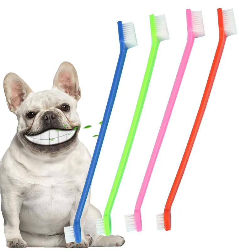 

Simzert Pet Toothbrush Dog Oral Care Double Head Toothbrush Quality Nylon Brush Silk Dog Cat Toothbrush Cleaning Pet Supplies